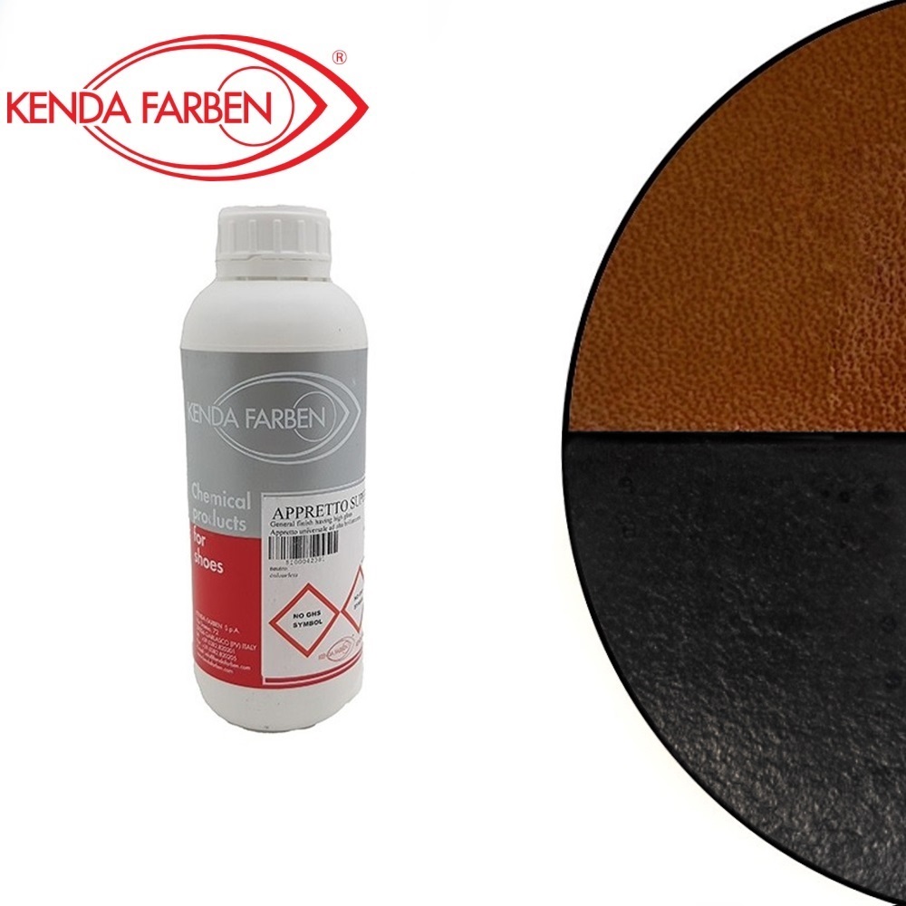 9131 ГЛЯНЦЕВАЯ АППРЕТУРА ДЛЯ КОЖИ, "KENDA FARBEN", APPRETTO SUPER, объем-1 литр, состав-Вода, воски,