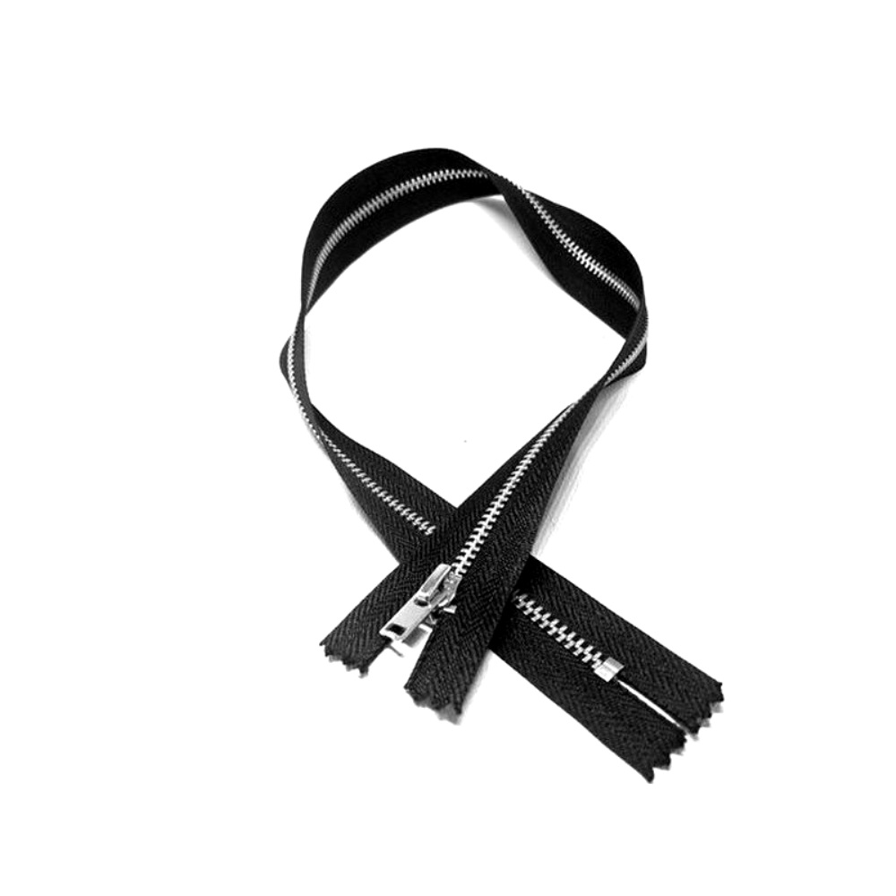 5109  МОЛНИЯ МЕТАЛЛ ТИП 3, Неразъемная, звено никель, авто, длина-50 см, Турция, Цвет-Черный