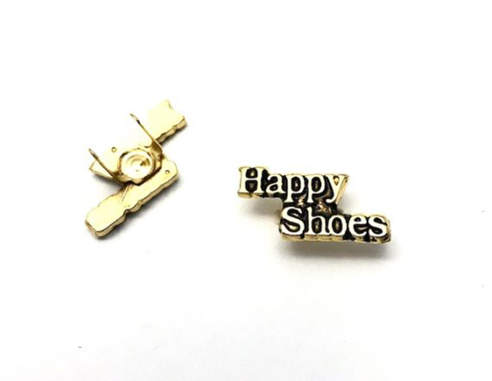 9404  УКРАШЕНИЕ ДЛЯ КОЖГАЛАНТЕРЕИ, Лейбл Happy Shoes, размер-9х20 мм, состав-Металлический сплав, Ту