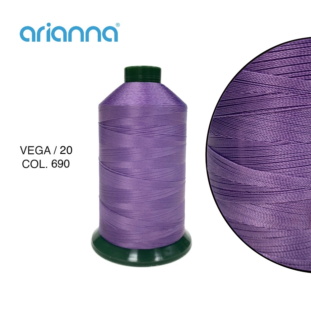 511  НИТЬ ШВЕЙНАЯ VEGA SUPER 20/3, "ARIANNA", Тройной крутки, намотка 2000м, толщина-20, состав-100%