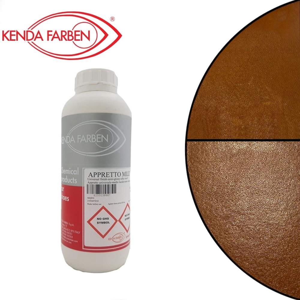 818 ГЛЯНЦЕВАЯ АППРЕТУРА ДЛЯ КОЖИ, "KENDA FARBEN", APPRETTO MILD, объем-1 литр, состав-Вода, воски, с
