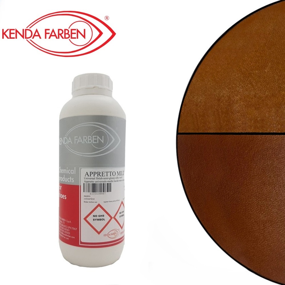 5073 ГЛЯНЦЕВАЯ АППРЕТУРА ДЛЯ КОЖИ, "KENDA FARBEN", APPRETTO MILD, объем-1 литр, состав-Вода, воски,