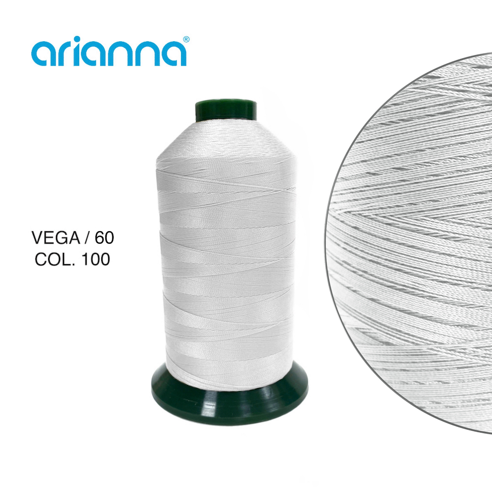 992  НИТЬ ШВЕЙНАЯ VEGA SUPER 60/3, "ARIANNA", Тройной крутки, намотка 6000 м, толщина-60, состав-100