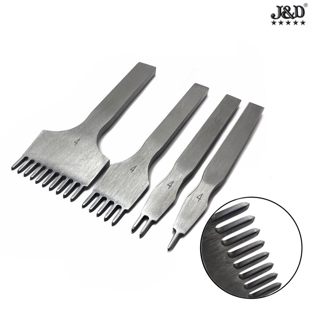 3399 СТРОЧНЫЙ ПРОБОЙНИК РОМБОВИДНЫЙ, "J&D", Набор из 4-х пробойников, шаг-4 мм, состав-Сталь, Китай