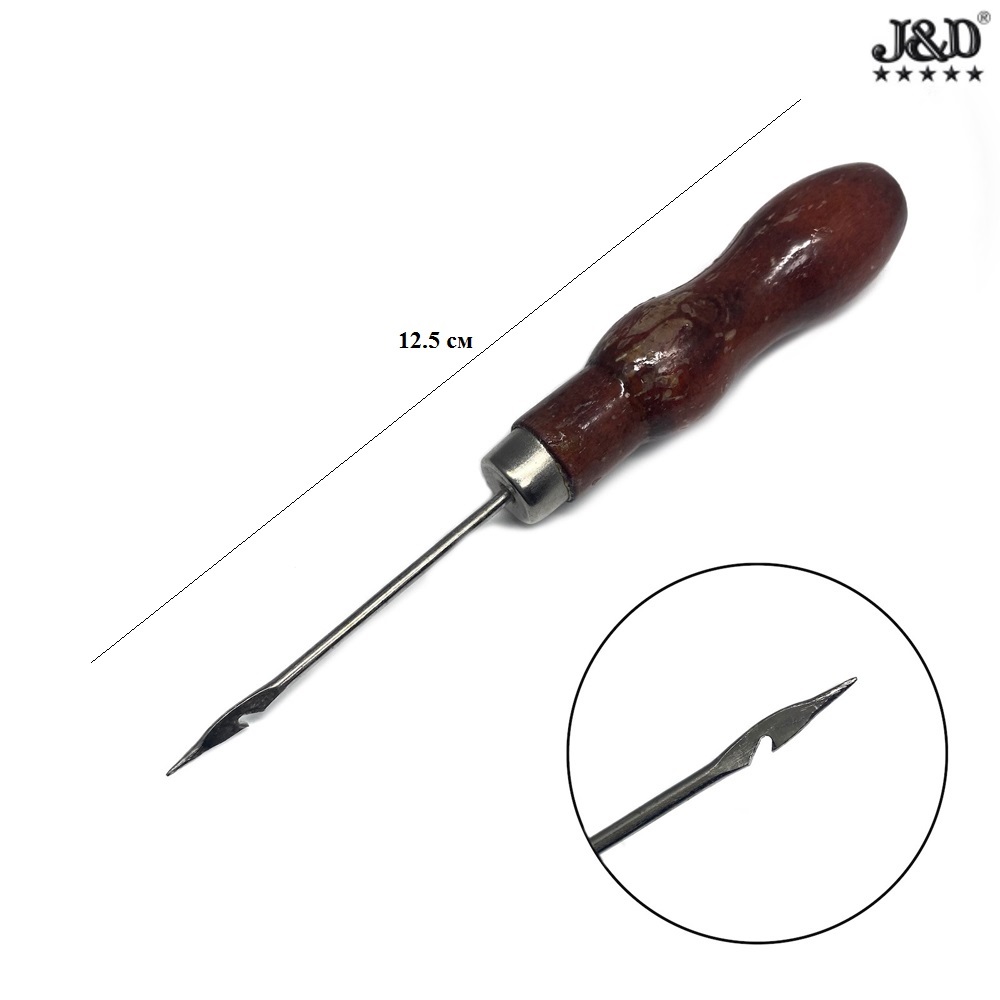 2882  ШИЛО С КРЮЧКОМ, "J&D", Деревянная ручка, состав-Дерево/сталь, Китай